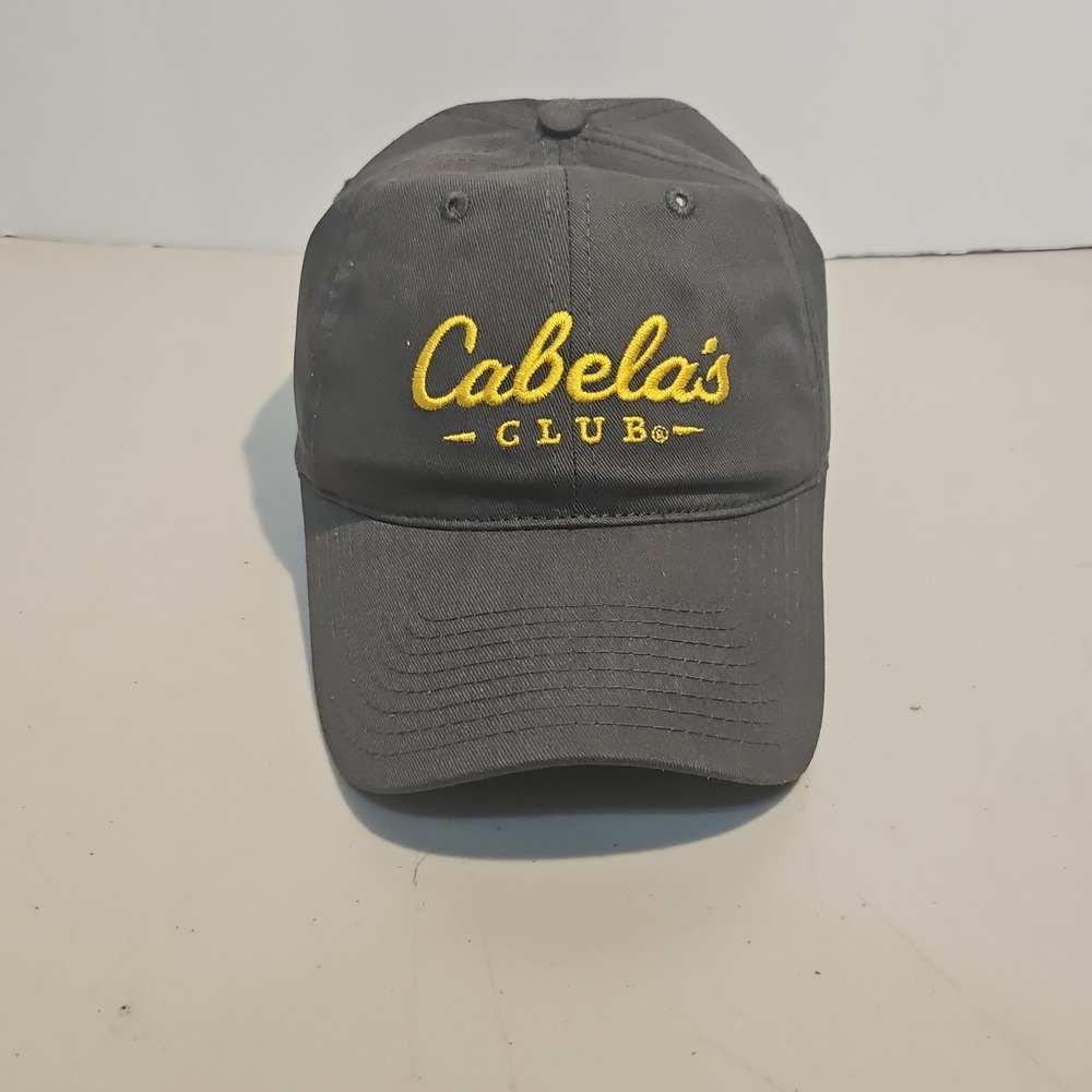 Cabela's Club Hat Strap back Cap Men's Gray W/ Yellow Embroidered Letters